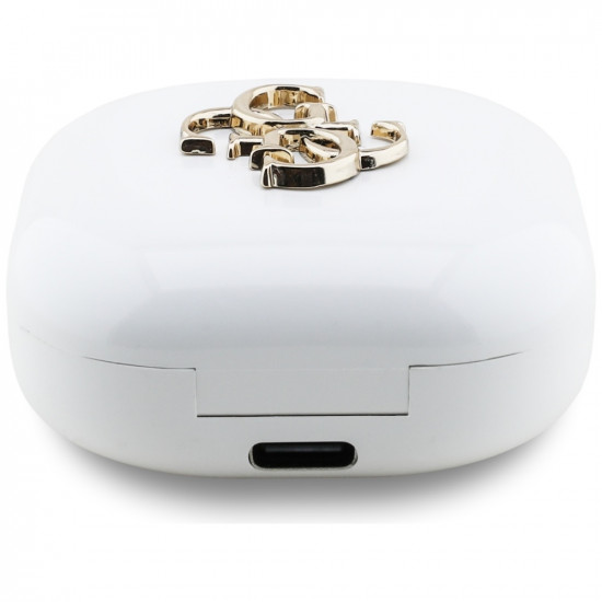 TWS Guess 4G Metal Logo headphones white