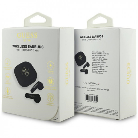 TWS Guess 4G Metal Logo headphones black