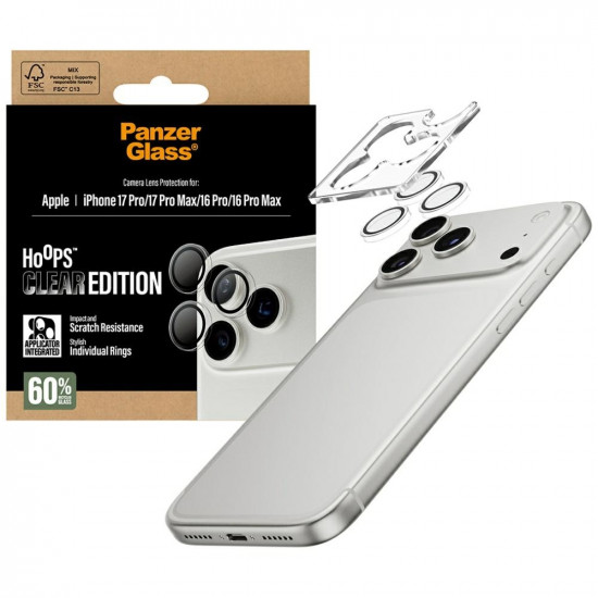 PanzerGlass Hoops Tempered Glass Lens Screen Protector for iPhone 17 Pro / 17 Pro Max / 16 Pro / 16