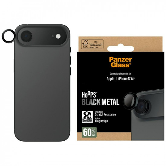 PanzerGlass Hoops Tempered Glass Lens Screen Protector for iPhone Air Black