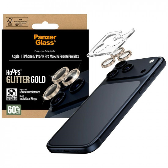 Tempered glass lens protector PanzerGlass Hoops Glitter for iPhone 17 Pro / 17 Pro Max / 16 Pro