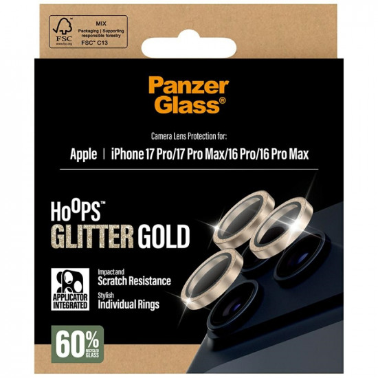 Tempered glass lens protector PanzerGlass Hoops Glitter for iPhone 17 Pro / 17 Pro Max / 16 Pro