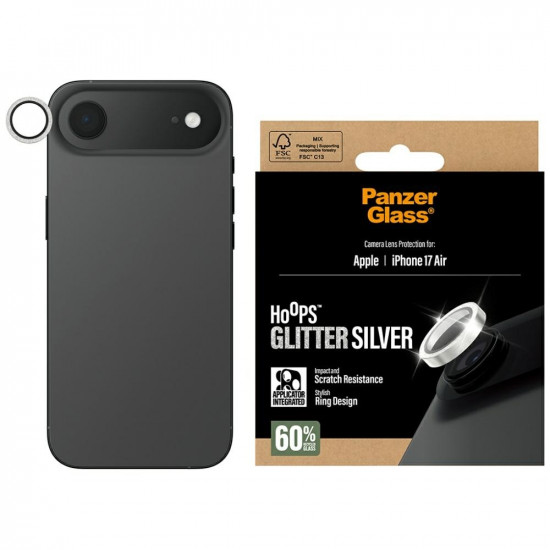 Tempered glass lens protector PanzerGlass Hoops Glitter for iPhone Air silver