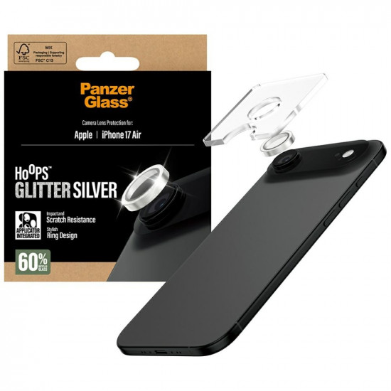 Tempered glass lens protector PanzerGlass Hoops Glitter for iPhone Air silver