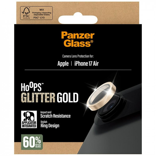 Tempered glass lens protector PanzerGlass Hoops Glitter for iPhone Air gold