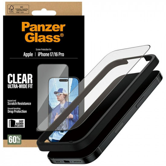 PanzerGlass Ultra-Wide Fit EasyAligner Tempered Glass for iPhone 17 / 16 Pro PanzerGlass Ultra-Wide Fit EasyAligner Tempered Glass for iPhone 17 / 16 Pro