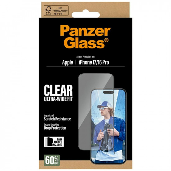 PanzerGlass Ultra-Wide Fit EasyAligner Tempered Glass for iPhone 17 / 16 Pro PanzerGlass Ultra-Wide Fit EasyAligner Tempered Glass for iPhone 17 / 16 Pro