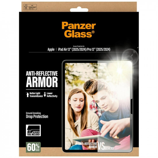 PanzerGlass Ultra-Wide Fit Reflective Armor Tempered Glass for iPad Air 13" (2025/2024) / Pro 13" (2025/2024)