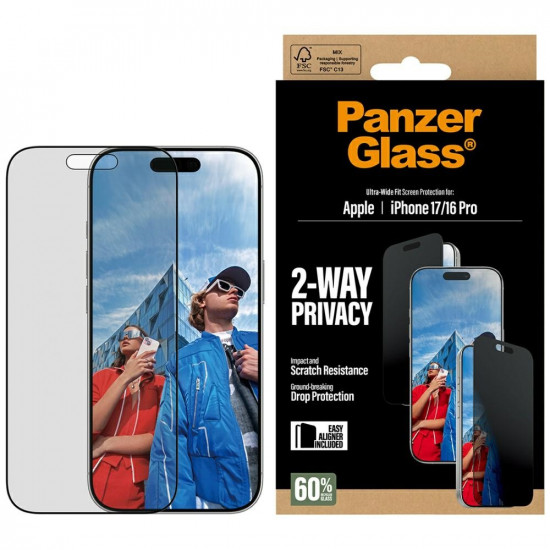 PanzerGlass Ultra-Wide Fit EasyAligner Privacy Glass for iPhone 17/16 Pro PanzerGlass Ultra-Wide Fit EasyAligner Privacy Glass for iPhone 17/16 Pro