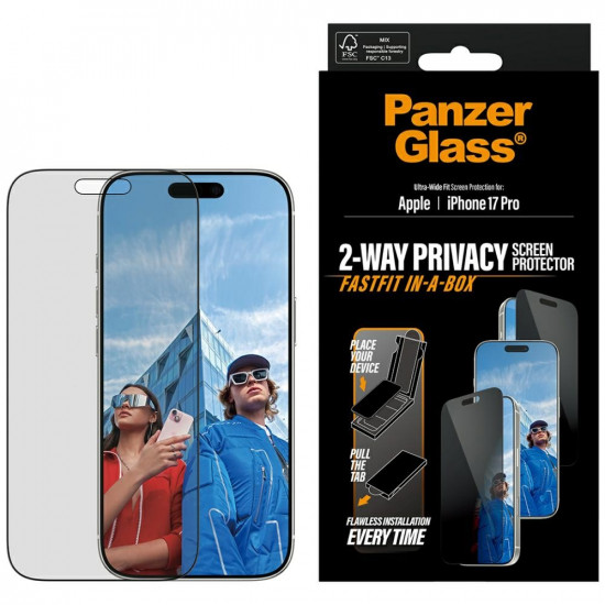 PanzerGlass Ultra-Wide Fit Fastfit Privacy Glass for iPhone 17 Pro PanzerGlass Ultra-Wide Fit Fastfit Privacy Glass for iPhone 17 Pro