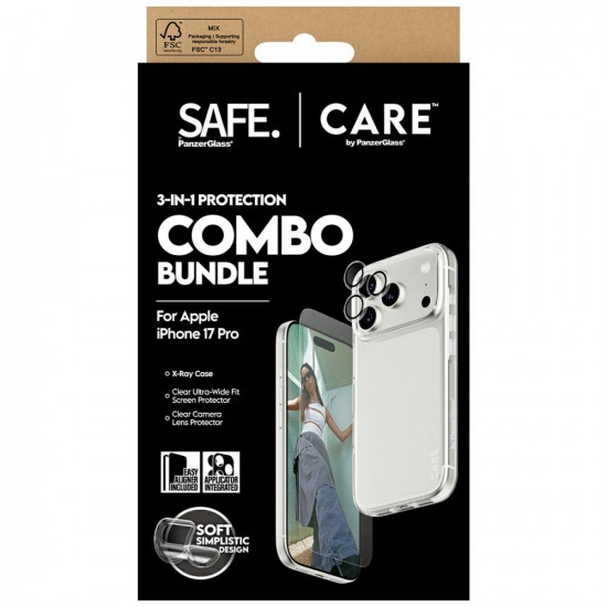 CARE by PanzerGlass Fashionable Combo 3in1 Case + Glass + Lens for iPhone 17 Pro