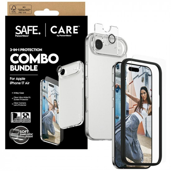 CARE by PanzerGlass Fashionable Combo 3in1 Case + Glass + Lens for iPhone Air