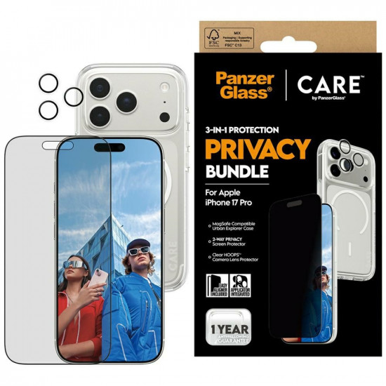 CARE by PanzerGlass Flagship Privacy 3-in-1 Case + Privacy Glass + Lens for iPhone