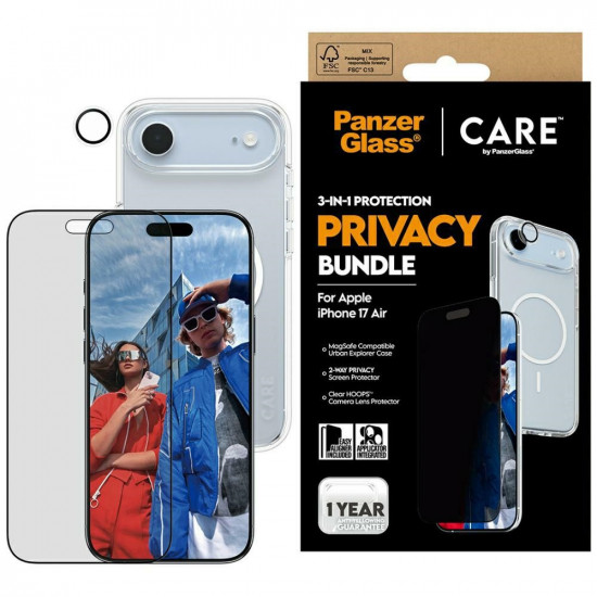 CARE by PanzerGlass Flagship Privacy 3-in-1 Case + Privacy Glass + Lens for iPhone