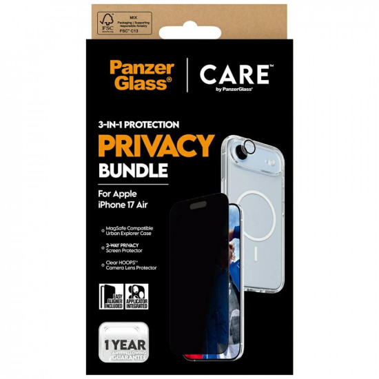 CARE by PanzerGlass Flagship Privacy 3-in-1 Case + Privacy Glass + Lens for iPhone