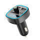 Techsuit FM Modulator JamLink (MFM2) Dual USB, SD Card, Blue Ambient Ring Light, Ultra Compact Design, Bluetooth Black