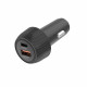 Techsuit Car Charger CarbonVolt (C7) Fast Charge 48W, USB, Type C, QC3.0 18W, PD30W Black