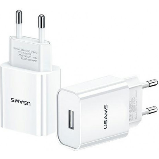 USAMS Wall Charger 1xUSB T18 2,1A white Fast Charging CC075TC01