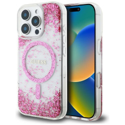 Guess Case HC Resin Bottom Glitter for iPhone 16 Pro Max MagSafe pink