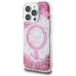 Guess Case HC Resin Bottom Glitter for iPhone 16 Pro Max MagSafe pink