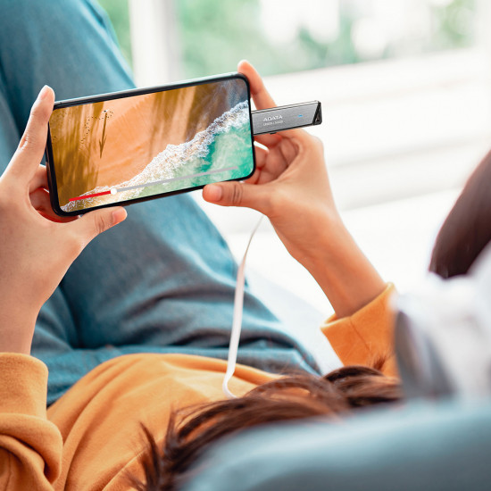 Adata Memory Stick UE800 (AELI UE800 128G CSG) Type C (USB 10Gbps), 128GB, Up to 1000/550MB/s, Metal Texture Silver