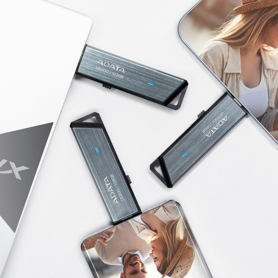 Adata Memory Stick UE800 (AELI UE800 128G CSG) Type C (USB 10Gbps), 128GB, Up to 1000/550MB/s, Metal Texture Silver