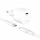 Fixed Wall Charger Mini (FIXCG30M CC WH) GaN, Type C, PD 3.0, 30W, Compact Design, with Type C Cable, 1m White Fixed Wall Charger Mini (FIXCG30M CC WH) GaN, Type C, PD 3.0, 30W, Compact Design, with Type C Cable, 1m White