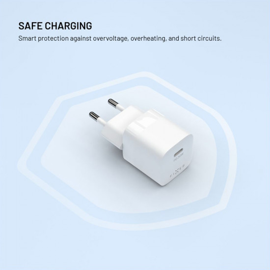 Fixed Wall Charger Mini (FIXCG30M CC WH) GaN, Type C, PD 3.0, 30W, Compact Design, with Type C Cable, 1m White Fixed Wall Charger Mini (FIXCG30M CC WH) GaN, Type C, PD 3.0, 30W, Compact Design, with Type C Cable, 1m White