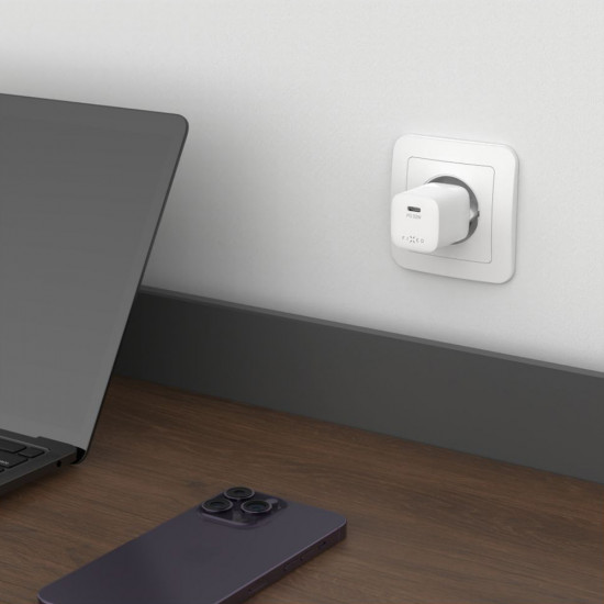Fixed Wall Charger Mini (FIXCG30M CC WH) GaN, Type C, PD 3.0, 30W, Compact Design, with Type C Cable, 1m White Fixed Wall Charger Mini (FIXCG30M CC WH) GaN, Type C, PD 3.0, 30W, Compact Design, with Type C Cable, 1m White