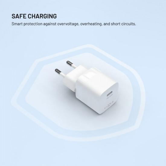 Fixed Wall Charger MIni (FIXCG30M C WH) GaN, Type C, PD 3.0, 30W, Compact Size White Fixed Wall Charger MIni (FIXCG30M C WH) GaN, Type C, PD 3.0, 30W, Compact Size White
