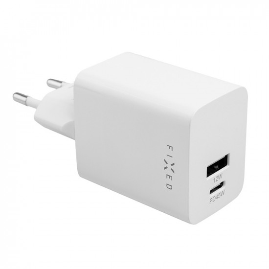 Fixed Wall Charger Mini (FIXC45M CU WH) Fast Charge, USB, Type C, PD 3.0, 45W, Compact Size White