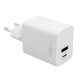 Fixed Wall Charger Mini (FIXC45M CU WH) Fast Charge, USB, Type C, PD 3.0, 45W, Compact Size White