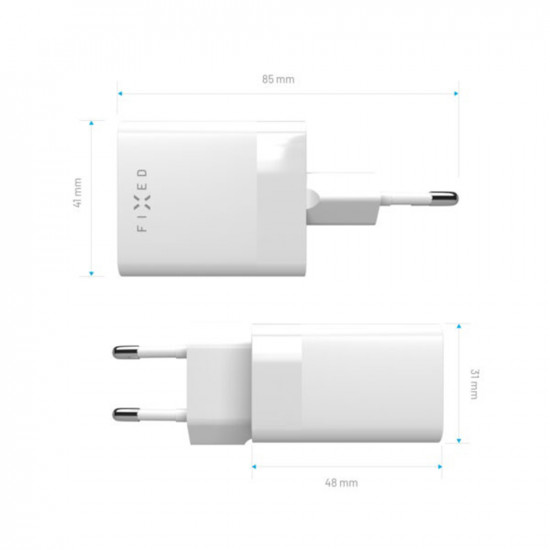 Fixed Wall Charger Mini (FIXC45M CU WH) Fast Charge, USB, Type C, PD 3.0, 45W, Compact Size White