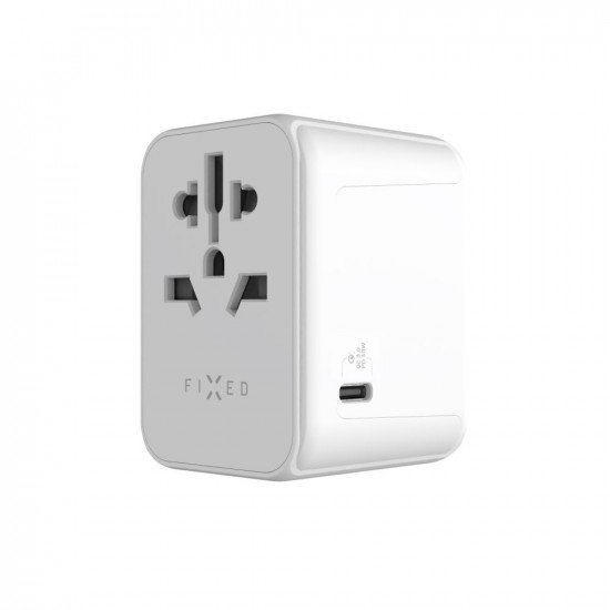 Fixed Travel Adapter Voyager (FIXCT30 1C2A WH) EU, UK, USA/AUS, Type C, 2x USB, GaN, PD 30W, 10A/2500W White