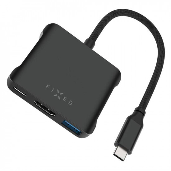 Fixed Hub 5in1 Quadri (FIXHU QR BK) USB C to 2x USB C, 2x USB A, HDMI, PD140W, 4K, 10Gb/s Space Black Fixed Hub 5in1 Quadri (FIXHU QR BK) USB C to 2x USB C, 2x USB A, HDMI, PD140W, 4K, 10Gb/s Space Black