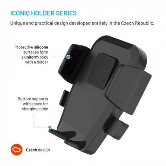 Fixed Car Holder Iconiq Vent (FIXICQ V BK) for Air Vent, 360° Rotative, Universal, Push & Grip System, Max. 6.8" Black Fixed Car Holder Iconiq Vent (FIXICQ V BK) for Air Vent, 360° Rotative, Universal, Push & Grip System, Max. 6.8" Black