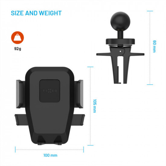 Fixed Car Holder Iconiq Vent (FIXICQ V BK) for Air Vent, 360° Rotative, Universal, Push & Grip System, Max. 6.8" Black Fixed Car Holder Iconiq Vent (FIXICQ V BK) for Air Vent, 360° Rotative, Universal, Push & Grip System, Max. 6.8" Black