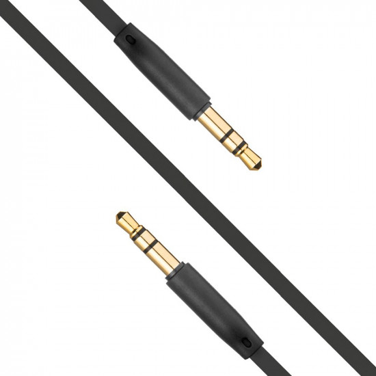 Fixed Audio Cable (FIXM AUX BK) 3.5mm Jack to 3.5mm Jack, Flat Design Gold plated Connectors, 1m Black Fixed Audio Cable (FIXM AUX BK) 3.5mm Jack to 3.5mm Jack, Flat Design Gold plated Connectors, 1m Black