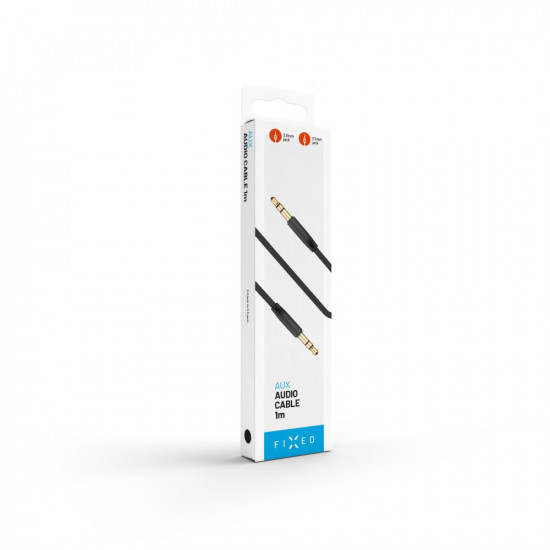 Fixed Audio Cable (FIXM AUX BK) 3.5mm Jack to 3.5mm Jack, Flat Design Gold plated Connectors, 1m Black Fixed Audio Cable (FIXM AUX BK) 3.5mm Jack to 3.5mm Jack, Flat Design Gold plated Connectors, 1m Black