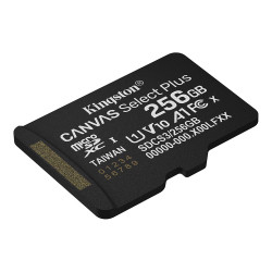 Kingston Memory Card Canvas Select Plus (SDCS3/256GBSP) MicroSDXC, 256GB, Class 10, UHS I, U1/U3, 150MB/s Read, A1 Black Kingston Memory Card Canvas Select Plus (SDCS3/256GBSP) MicroSDXC, 256GB, Class 10, UHS I, U1/U3, 150MB/s Read, A1 Black
