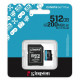 Kingston Memory Card Canvas Go Plus (SDCG4/512GB) microSDXC, with Adapter, 512GB, Class 10 UHS I U3, V30 Black
