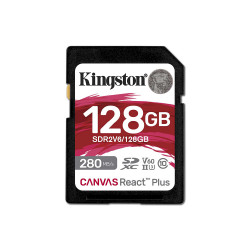 Kingston Memory Card Canvas React Plus (SDR2V6/128GB) SDXC, 128GB, 280MB/s, Class 10, UHS II, U3, V60, exFAT Black