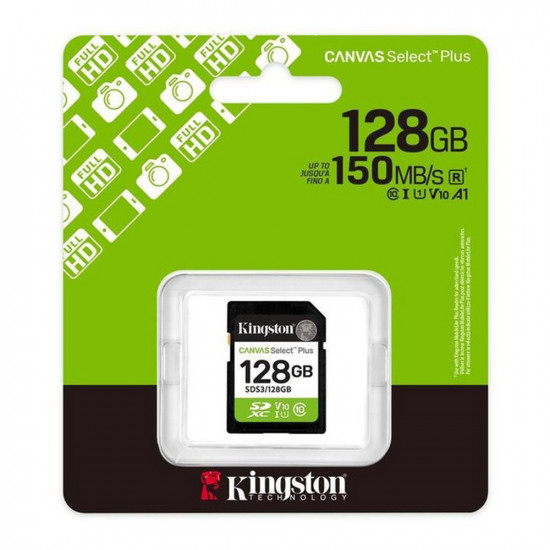 Kingston Memory Card Canvas Select Plus (SDS3/128GB) SDXC, 128GB, 150MB/s, Class 10 / UHS I U1 / V10 Black Kingston Memory Card Canvas Select Plus (SDS3/128GB) SDXC, 128GB, 150MB/s, Class 10 / UHS I U1 / V10 Black