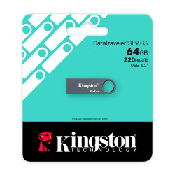 Kingston Memory Stick DataTraveler SE9 G3 (KE U2X64 1AC) Premium style, USB 3.2, 64GB, 220MB/s Read Dark Nickel