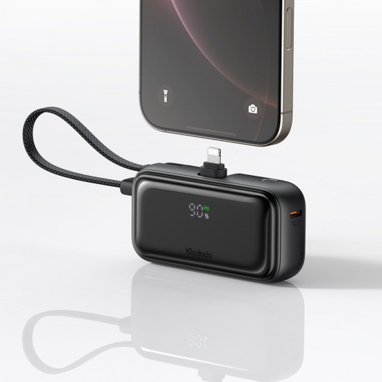 Mcdodo Power Bank FreeKit Series (MC 7800) with Built in Cable & Connector Lightning, 5000mAh, 22.5W Black