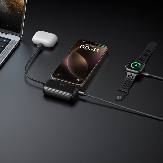 Mcdodo Power Bank FreeKit Series (MC 7800) with Built in Cable & Connector Lightning, 5000mAh, 22.5W Black