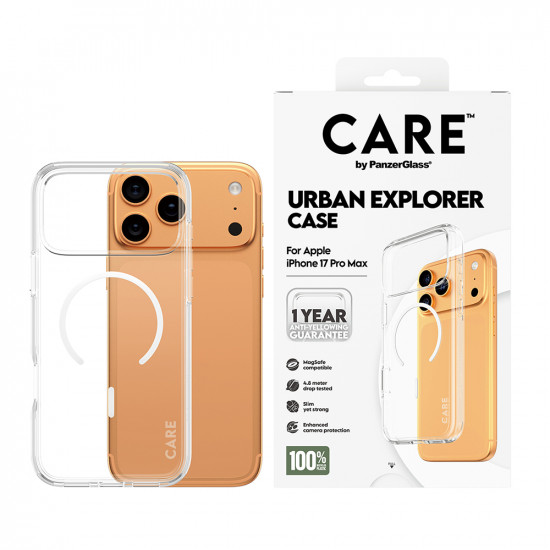 PanzerGlass® CARE Flagship Urban Explorer White MagSafe iPhone 17 Pro Max Clear