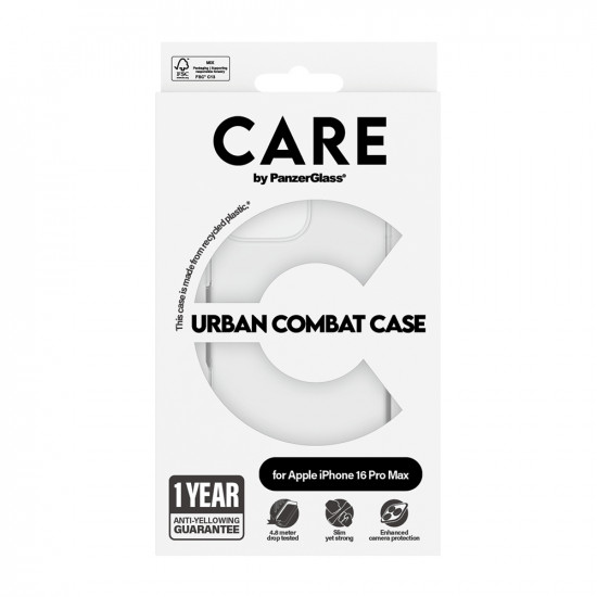 PanzerGlass® CARE Flagship Urban Combat iPhone 16 Pro Max Clear