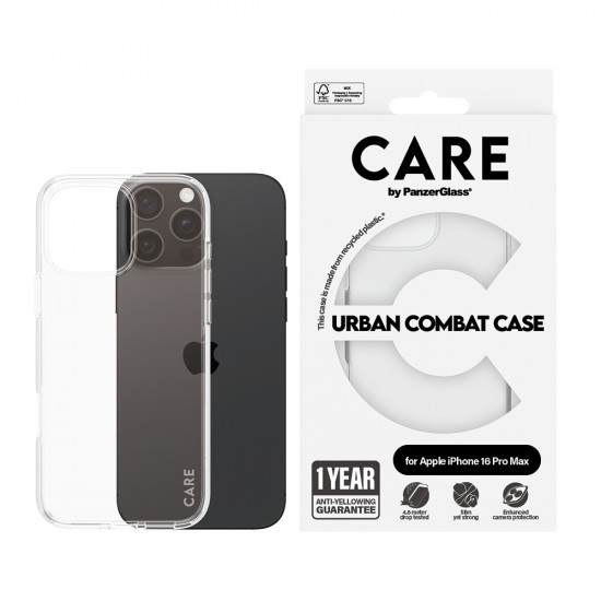 PanzerGlass® CARE Flagship Urban Combat iPhone 16 Pro Clear