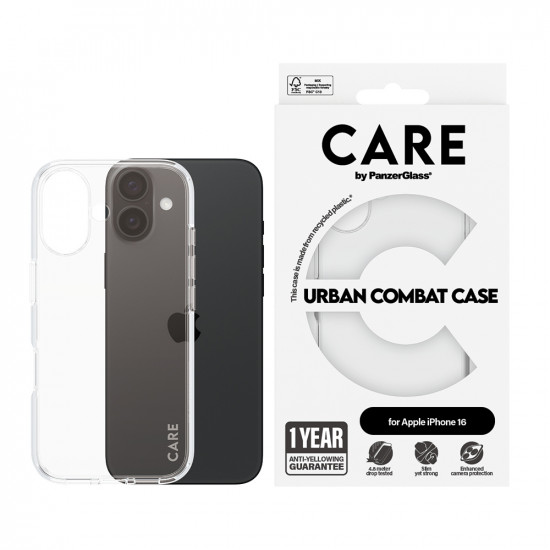 PanzerGlass® CARE Flagship Urban Combat iPhone 16 Clear